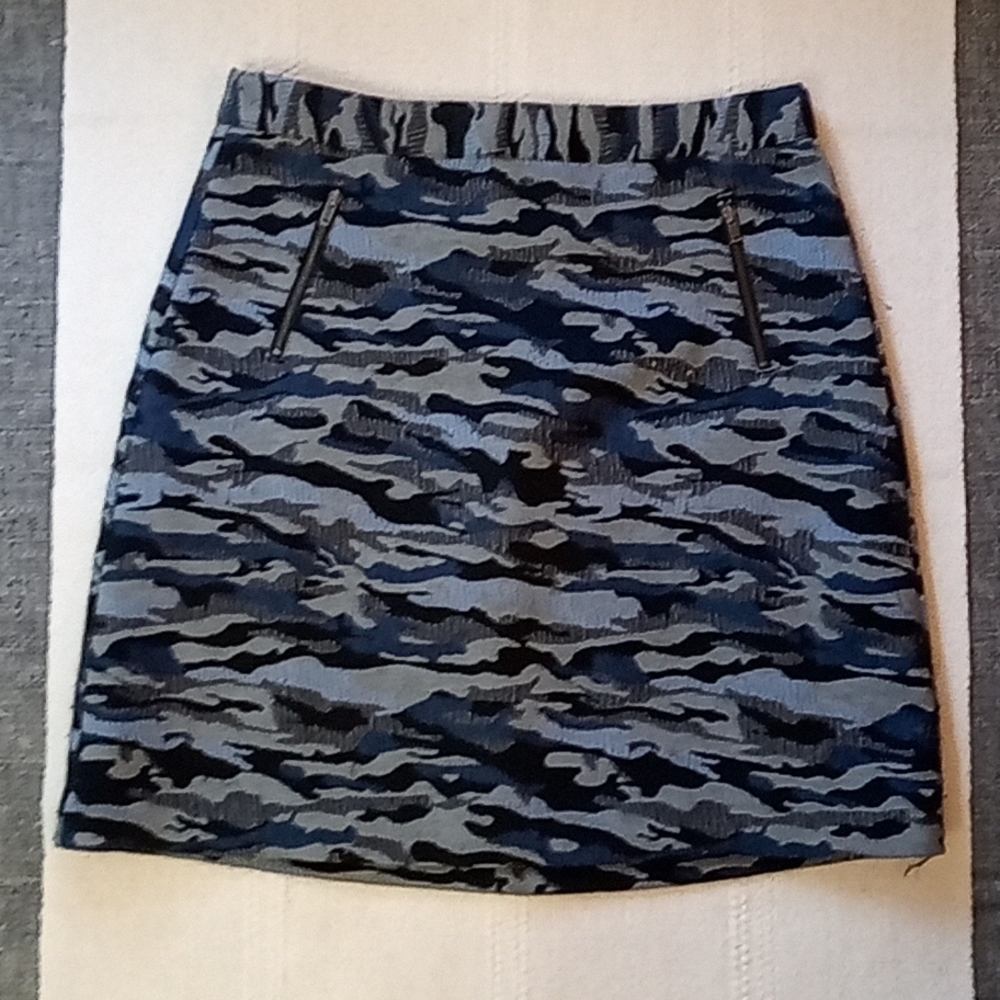 Blue camo A-line skirt